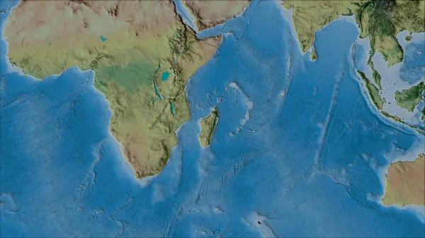 Van Der Grinten I投影 斜变换 地形图上的索马里板块邻域 生复合材料 无概要 — 图库照片