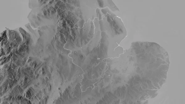 東ミッドランド イギリスの地域 湖や川とグレースケールの地図 形状は その国の領域に対して概説 3Dレンダリング — ストック写真