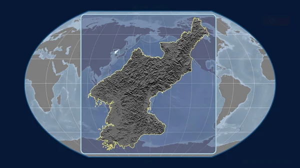 Zoomad Nordkorea Skissera Med Perspektiv Linjer Mot Global Karta Kavrayskiy — Stockfoto