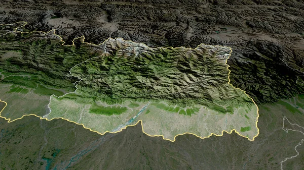 Est Regione Sviluppo Del Nepal Ingrandita Evidenziata Immagini Satellitari Rendering — Foto Stock