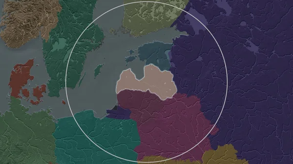 Розширена Територія Латвії Оточена Колом Задньому Плані Свого Району Кольорова — стокове фото