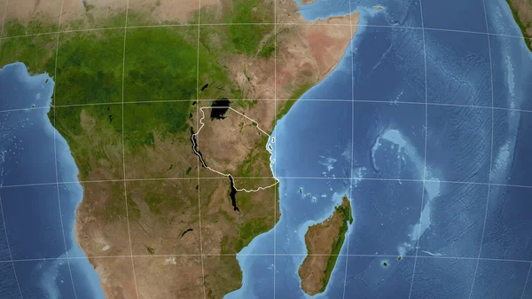 Tanzania Grannskap Avlägset Perspektiv Med Kontur Landet Satellitbilder — Stockfoto