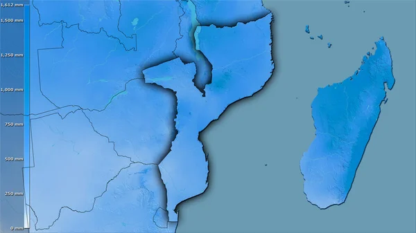 Précipitation Des Quartiers Les Humides Région Mozambique Dans Projection Stéréographique — Photo