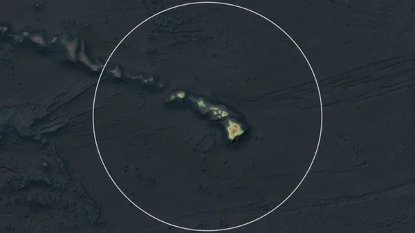Vergrößertes Gebiet Der Vereinigten Staaten Hawaii Umgeben Von Einem Kreis — Stockfoto