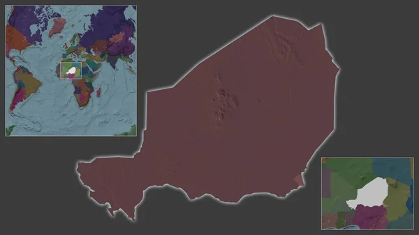 Primer Plano Níger Ubicación Región Centro Mapa Mundial Gran Escala —  Fotos de Stock