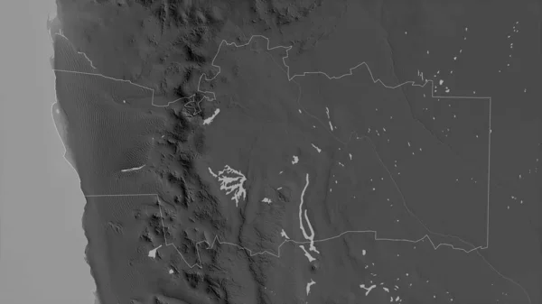 Hardap Región Namibia Mapa Escala Grises Con Lagos Ríos Forma —  Fotos de Stock