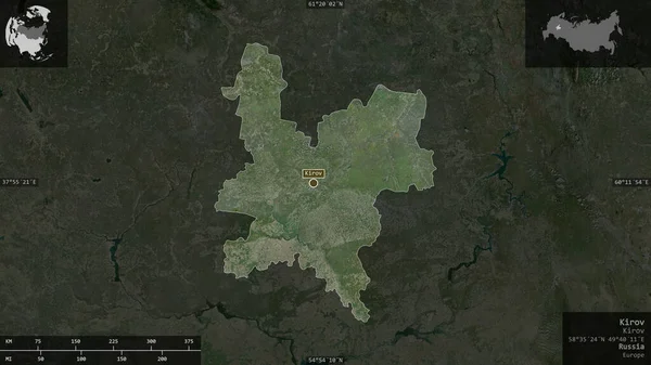 Kirov Região Rússia Imagens Satélite Forma Apresentada Contra Sua Área — Fotografia de Stock