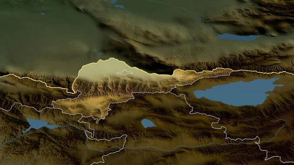 チュイ キルギスの州が拡大し 強調した 主な物理的な風景機能 3Dレンダリング — ストック写真