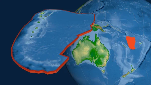 Nouvelle Plaque Tectonique Des Hébrides Extrudée Présentée Contre Globe Carte — Photo
