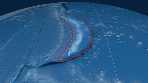Plaque Tectonique Mariannes Dessinée Sur Globe Carte Topographique Relief Rendu — Photo