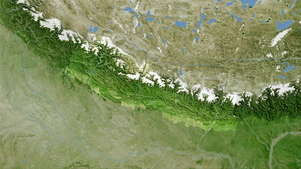 Площадь Непала Карте Спутника Стереографической Проекции Сырой Состав Растровых Слоев — стоковое фото