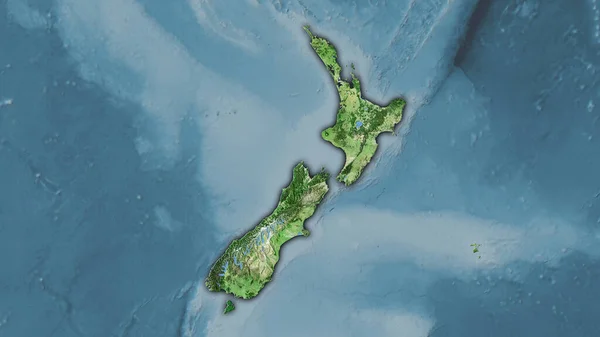 Satellite Imagery New Zealand Area Stereographic Projection Legend Raw Composition — Stock Photo, Image