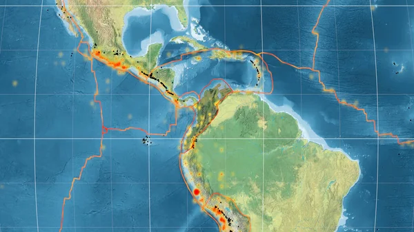 Tektonische Platte Der Nördlichen Anden Umrissen Auf Der Globalen Topographischen — Stockfoto