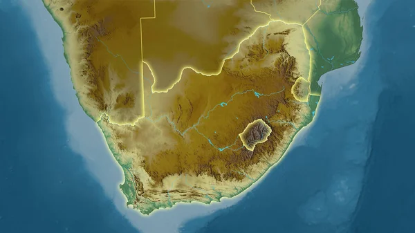 Area Sudafricana Sulla Mappa Topografica Rilievo Nella Proiezione Stereografica Composizione — Foto Stock