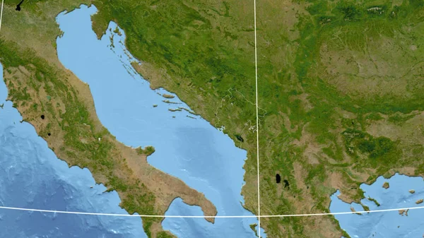 Montenegro Buurt Verre Perspectief Met Contouren Van Het Land Satellietbeelden — Stockfoto