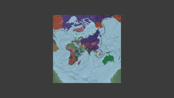 Квадратная Рамка Крупномасштабной Карты Мира Косой Проекции Ван Дер Гринтена — стоковое фото