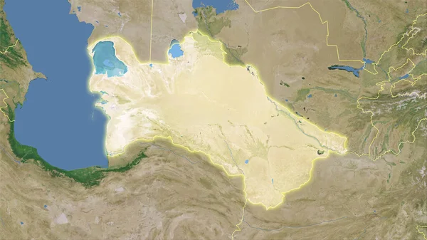 Turcomenistão Área Mapa Satélite Projeção Estereográfica Composição Bruta Camadas Raster — Fotografia de Stock