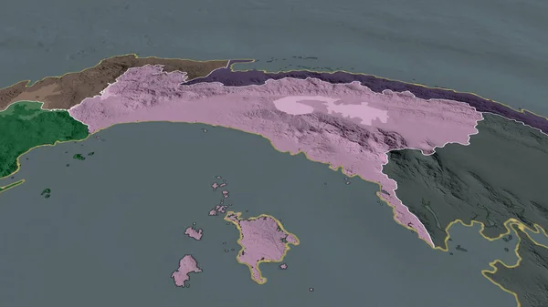 Panama Prowincja Panama Powiększyła Się Podkreśliła Kolorowa Wyboista Mapa Podziału — Zdjęcie stockowe