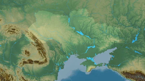 立体投影地形图上的乌克兰地区 栅格层的原始组成 — 图库照片