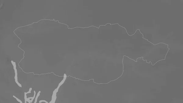 塞内加尔地区Diourbel 有湖泊和河流的灰度地图 形状与它的国家相对应 3D渲染 — 图库照片
