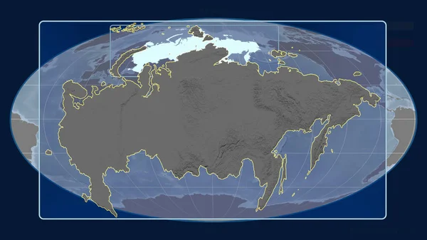 Közelíts Oroszországra Vázold Fel Perspektívákat Mollweide Projekció Globális Térképével Szemben — Stock Fotó