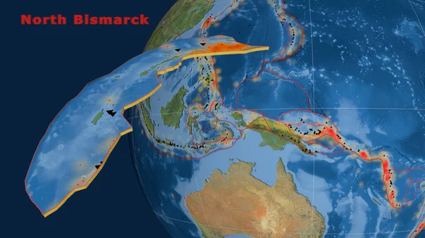 Тектоническая Плита Северного Бисмарка Описана Экструдирована Представлена Земном Шаре Спутниковые — стоковое фото
