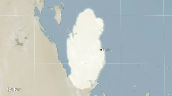 Qatar Área Satélite Mapa Proyección Estereográfica Composición Principal —  Fotos de Stock