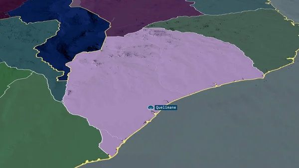 Zambezia Provincia Del Mozambico Zoomata Evidenziata Con Capitale Mappa Colorata — Foto Stock