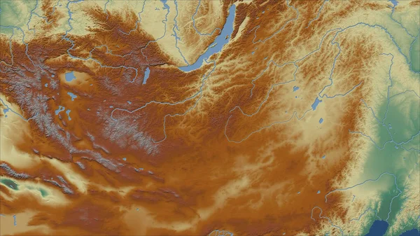 Mongolië Close Perspectief Van Het Land Geen Overzicht Topografische Reliëfkaart — Stockfoto