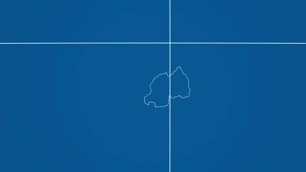 Rwanda Grannskap Avlägset Perspektiv Med Kontur Landet Endast Former Mark — Stockfoto