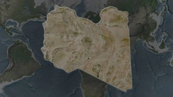 Libya Bölgesi Çevresinin Karanlık Bir Arka Planında Büyüyüp Parladı Uydu — Stok fotoğraf