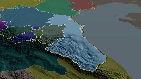 Дагестан Республика Россия Масштабировалась Выделялась Цветная Карта Административного Деления Рендеринг — стоковое фото
