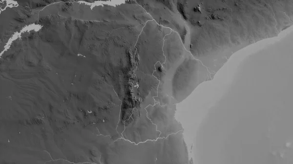 Manica Mozambik Vilayeti Gölleri Nehirleri Olan Gri Tonlu Bir Harita — Stok fotoğraf