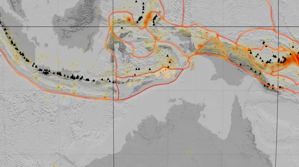 東チモールのプレートは カヴァライスキー予測の世界的なグレースケールの標高地図について概説しました 3Dレンダリング — ストック写真