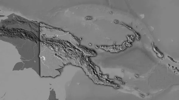 Papua Nova Guiné Área Mapa Elevação Bilevel Projeção Estereográfica Composição — Fotografia de Stock