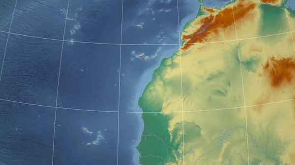 Nyugat Szaharában Szomszédság Távoli Perspektíva Körvonal Nélkül Topográfiai Domborzati Térkép — Stock Fotó