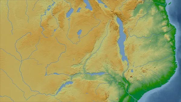 Zambia Primer Plano Perspectiva Del País Sin Esbozo Mapa Físico — Foto de Stock