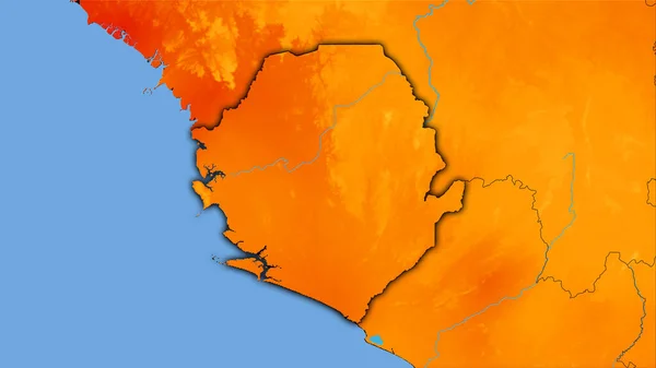 Sierra Leone Plocha Roční Mapě Teploty Stereografické Projekci Hrubé Složení — Stock fotografie