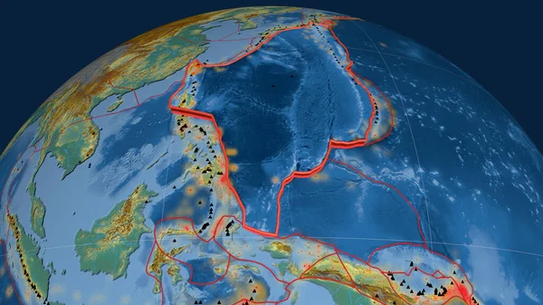 Placa Tectónica Mar Das Filipinas Extrudida Globo Mapa Topográfico Relevo — Fotografia de Stock