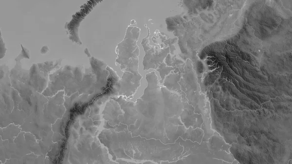 ロシアの自治州ヤマル ネネネツ 湖や川とグレースケールの地図 形状は その国の領域に対して概説 3Dレンダリング — ストック写真