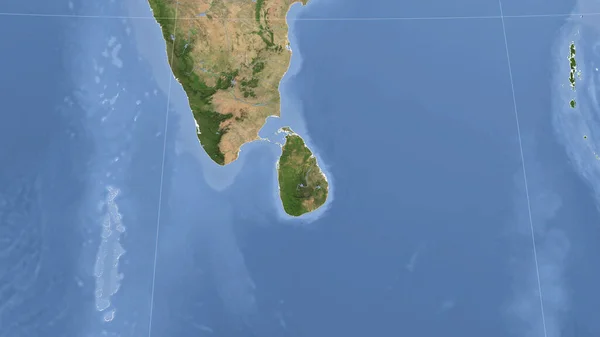 Srí Lanka Její Okolí Vzdálená Šikmá Perspektiva Žádný Obrys Satelitní — Stock fotografie