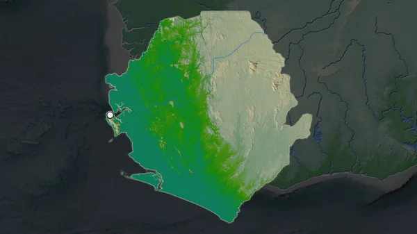 Area Evidenziata Della Sierra Leone Con Punto Capitale Sulla Mappa — Foto Stock