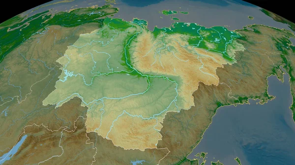 Sacha Republik Russland Vergrößert Und Hervorgehoben Die Wichtigsten Physikalischen Landschaftsmerkmale — Stockfoto