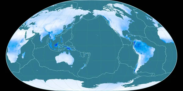Carte Monde Dans Projection Loximuthal Centrée Sur 170 Longitude Ouest — Photo