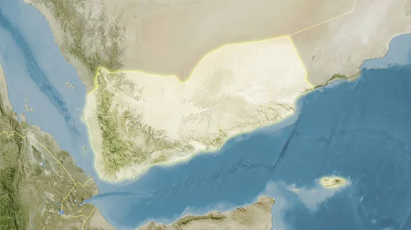 Yyemen Area Satellite Map 스테레오 빛나는 윤곽이 래스터층의 — 스톡 사진