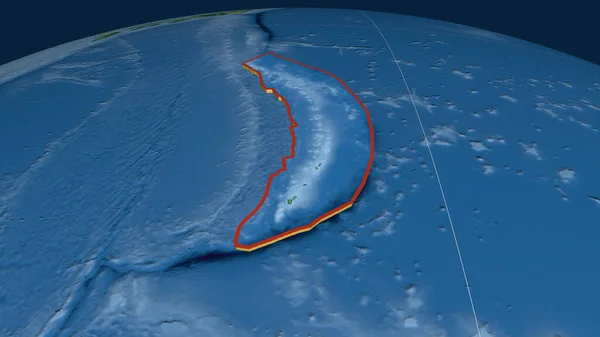 Mariana Placca Tettonica Estrusa Sul Globo Mappa Topografica Rendering — Foto Stock