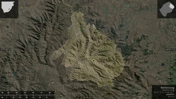 Mokhotlong District Lesotho Satellite Imagery Shape Presented Its Country Area — Stock Photo, Image