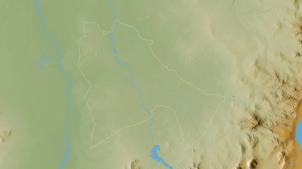 Sennar State Sudan Colored Shader Data Lakes Rivers Shape Outlined — Stock Photo, Image