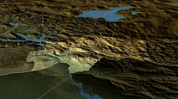 Sirnak Province Turkey Zoomed Highlighted Main Physical Landscape Features Rendering — Stock Photo, Image