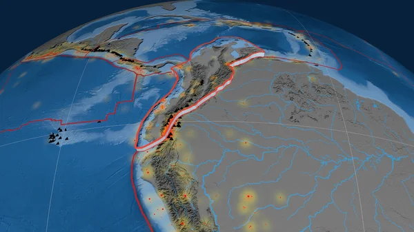 Tektonische Platte Der Nördlichen Anden Die Auf Dem Globus Extrudiert — Stockfoto